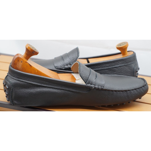 Lacoste Men\'s Leather Concours-Craft Driving Loafers Black, Size 13